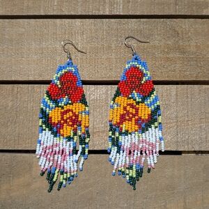 Multicolored Floral Boutique Seedbead Earrings